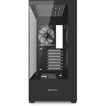 PC korpuss Sharkoon SK6 ARGB Tower ATX melns — mid-tower ATX, ARGB apgaismojums, rūdīta stikla sānu panelis