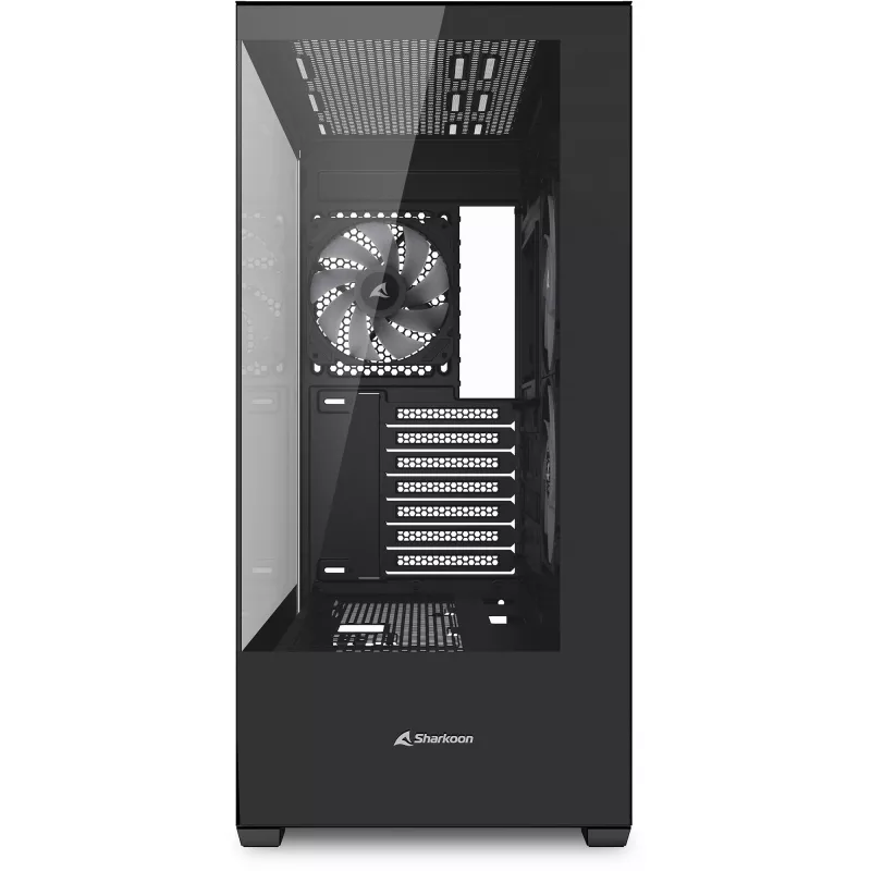 PC korpuss Sharkoon SK6 ARGB Tower ATX melns — mid-tower ATX, ARGB apgaismojums, rūdīta stikla sānu panelis