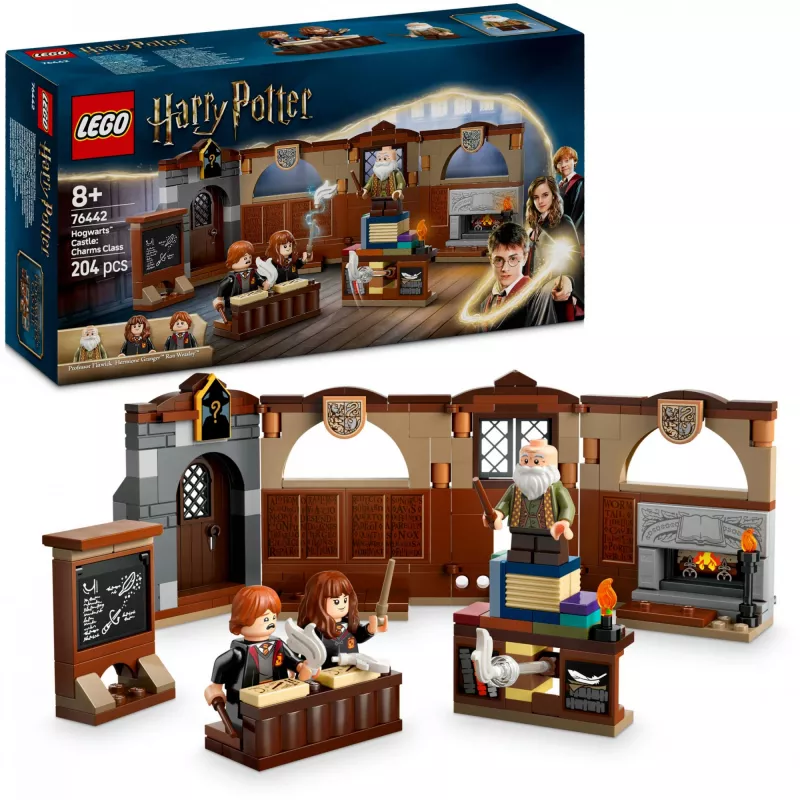 Būvēšanas komplekts LEGO Harry Potter Cūkkārpas pils Burvestību nodarbība 76442 — 204 detaļas, 3 minifigūras, vecumam 8+