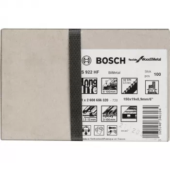 Zobena zāģa asmens Bosch S 922 HF Bimetal 15 cm kokam ar metālu