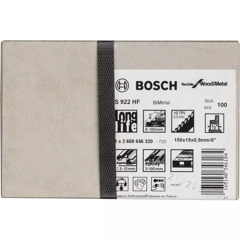 Zobena zāģa asmens Bosch S 922 HF Bimetal 15 cm kokam ar metālu