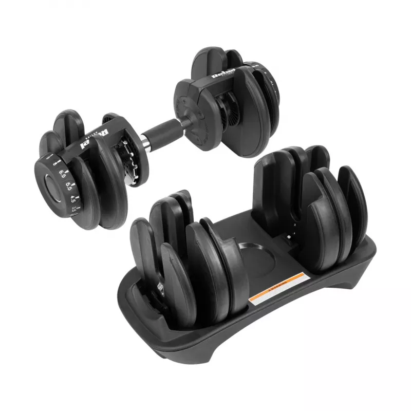 Regulējama čuguna hantele Rebel RBA-2303 — līdz 24 kg, melna, viena vienība
