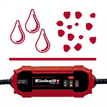 Akumulatora lādētājs Einhell CE-BC 1 M 6/12 V sarkans