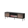 TV skapis cama meble CORTINA 180x40x60 cm melns/riekstkoks ar melnu elektrisko kamīnu