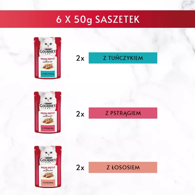 GOURMET Mon Petit Fish Mix - mitrā kaķu barība - 6 x 50 g