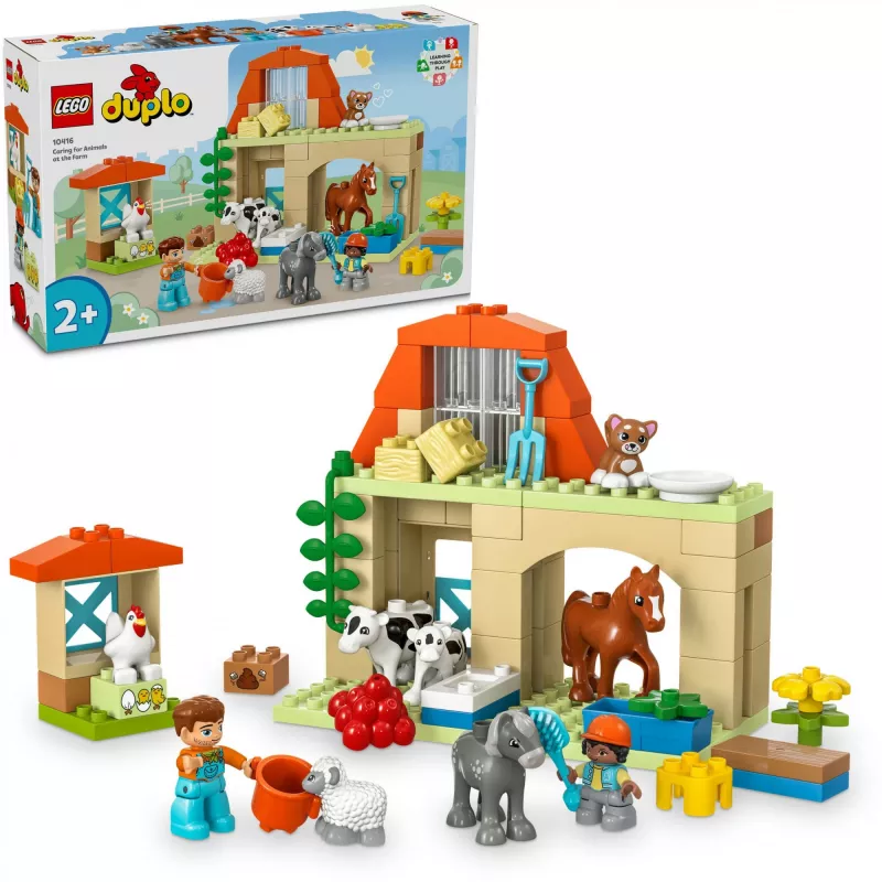Konstrukciju rotaļlieta LEGO DUPLO Lauku dzīvnieku aprūpes komplekts 10416 — 74 gabali, 2 minifigūras, vecumam no 2 gadiem