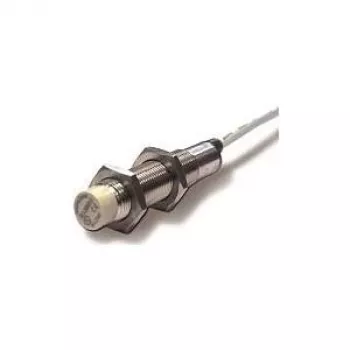 Fotoelektriskais sensors Datalogic BASIC M12 — pelēks korpuss, misiņa cilindrs, 0,5 kHz, 0,2 A, 48,4 mm dziļums