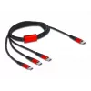USB uzlādes kabelis DeLOCK 3 vienā USB Type-C uz 3 x USB Type-C 1 m melns/sarkans