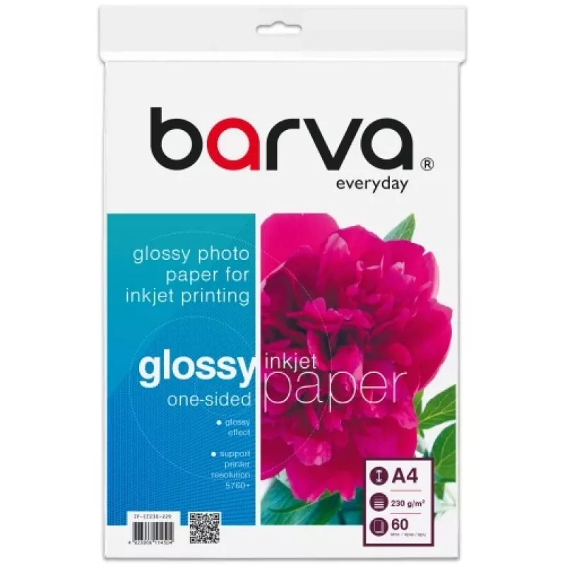Fotopapīrs Barva (IP-CE230-229) Everyday Glossy 230 g/m², A4, 60 lapas