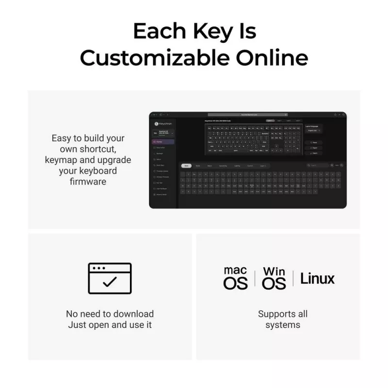Mehāniskā tastatūra Keychron V6 Ultra 8K — Pilna izmēra 100% QWERTY, Bluetooth, RGB, melna