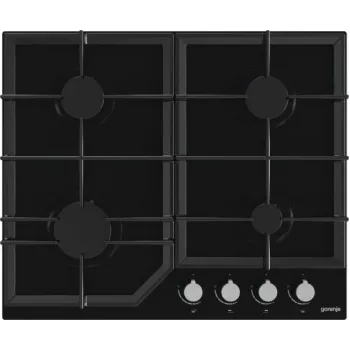 Gāzes plīts virsma Gorenje GT641KB, iebūvējama 60 cm, 4 gāzes zonas, rūdīts stikls, čuguna restes, grozāmie slēdži