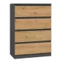 Kumode Top e Shop M4 ANTRACYT/ARTISAN — 4 atvilktnes, antracīta un ozola apdare, 700×400×970 mm, skaidu plāksne