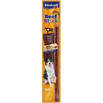 Suņu našķis Vitakraft Beef Stick Liellopu Sirdis 12 g — vienas porcijas dresēšanas atlīdzība, liellopu gaļas garša, olbaltumvielas 30%