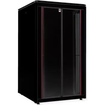Brīvi stāvošs 19 collu tīkla skapis ROLINE Pro 26U 800x800 mm, stikla durvis, melns, 600 kg, IP20