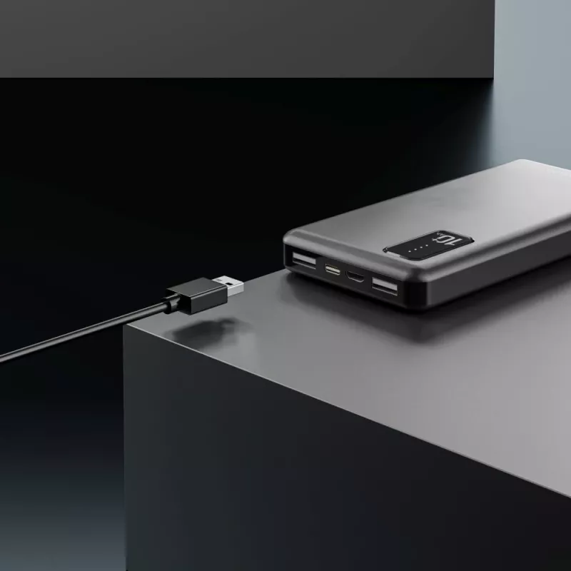 Ārējais akumulators Extralink EPB-098B 10000 mAh, LiPo, 2× USB-A + 1× USB-C, melns