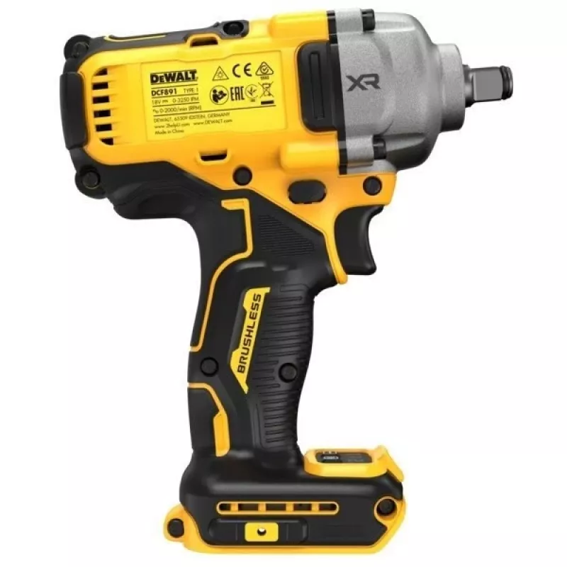 Triecienskrūvgriezis DeWALT DCF891P2T-QW, bezsuku, 18V 5.0Ah, 1/2 collas patrona, 812 Nm griezes moments, 2000 apgr./min, 2 baterijas, lādētājs, futrālis