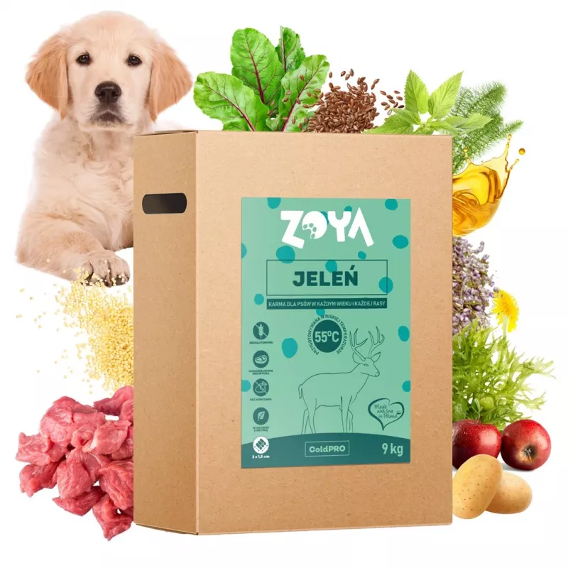 Sausā suņu barība ZOYA ColdPRO Deer 9 kg — pieaugušu suņu uzturēšanai, viena proteīna avota brieža gaļa, 26% olbaltumvielu, 9.5% tauku