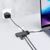 USB Type‑C centrmezgls zaļa Cell HUBGC01 — 7 pieslēgvietas: 3×USB‑A 3.2 Gen 1, 1×USB‑C 3.2 Gen 1, HDMI, microSD+SD karšu lasītājs — sudrabains
