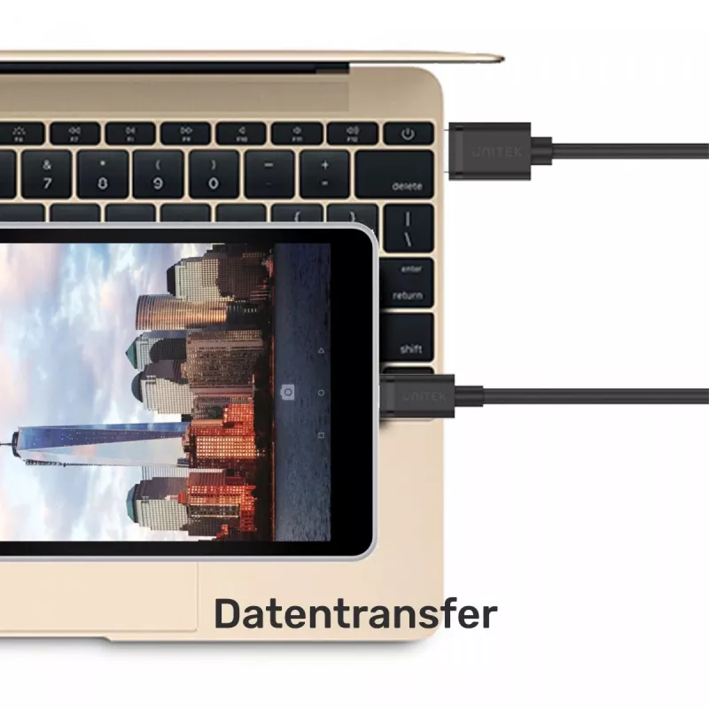 USB-A uz USB-C kabelis Unitek C14068BK, 2 m, USB 2.0, melns, vīrišķais-vīrišķais