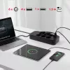 Strāvas sadalītājs MACLEAN MCE389 B — 6 rozetes, 4×USB-A + 1×USB-C, 110–240V, 2.1A, 2500W, 1,5 m kabelis, melns