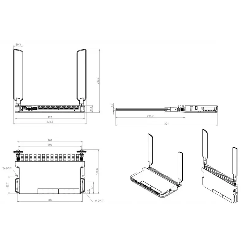 Mikrotik L009UiGS-2HaxD-IN bezvadu maršrutētājs Gigabit Ethernet vienas joslas (2,4 GHz) sarkans