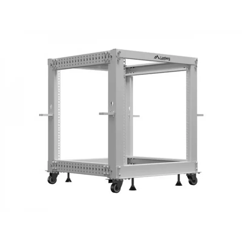 19 collu atvērtais statīvs LANBERG 12U, regulējams dziļums 600–1100 mm, pelēks