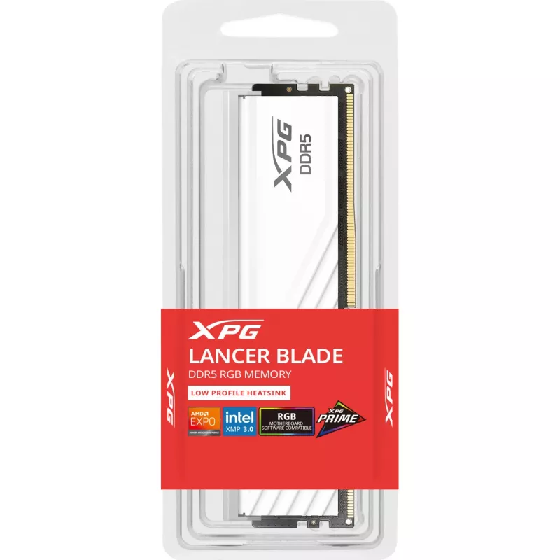 ADATA DDR5 16GB 6000 CL36 viens modulis — XPG Lancer Blade RGB, INTEL XMP & AMD EXPO (balts)
