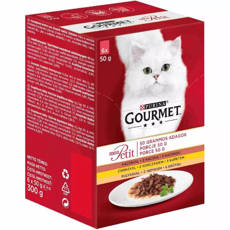 GOURMET Mon Petit Poultry Mix - mitrā kaķu barība - 6 x 50 g