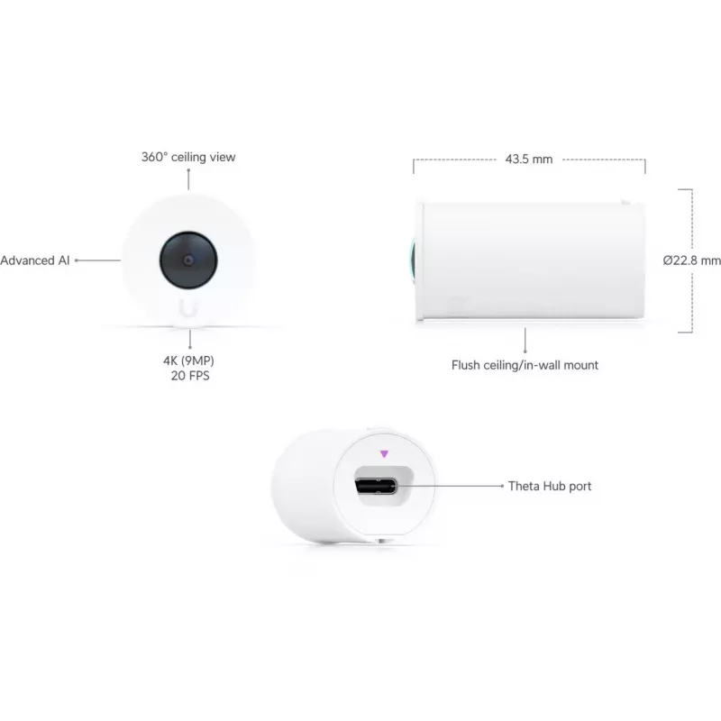 Ubiquiti UniFi AI Theta 360 objektīvs • 4K • 360° • UVC-AI-Theta-Lens-360