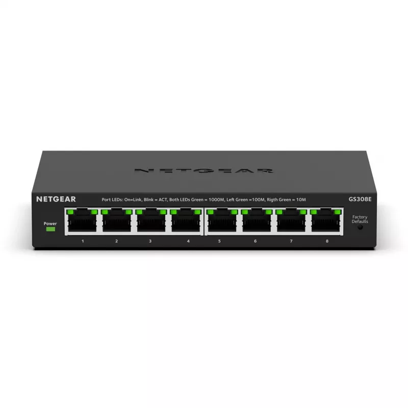 NETGEAR GS308E Managed L2/L3 Gigabit Ethernet (10/100/1000) Melns