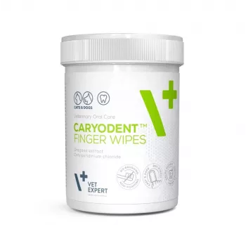 VETEXPERT Caryodent Finger Wipes, zobu tīrīšanas salvetes suņiem un kaķiem, 50 gab.