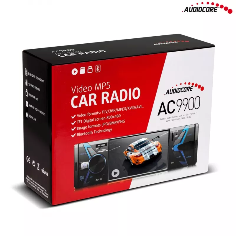 Audiocore AC9900 MP5 AVI DivX Bluetooth brīvroku galvas ierīce + tālvadības pults