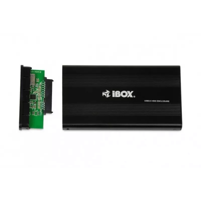 HDD korpuss IBOX HD-02 melns 2,5 collu SATA diskdziņiem, USB 3.2 Gen 1 (Type-A), viens nodalījums, metāla