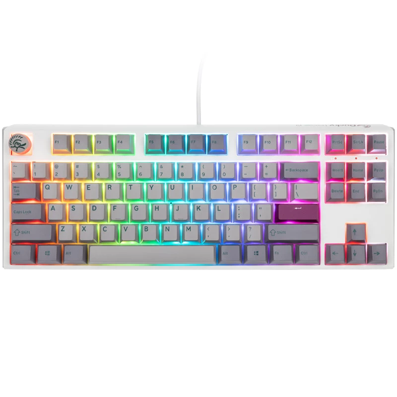 Ducky One 3 TKL klaviatūra spēlēm ar USB, ASV angļu valoda, sudraba krāsa