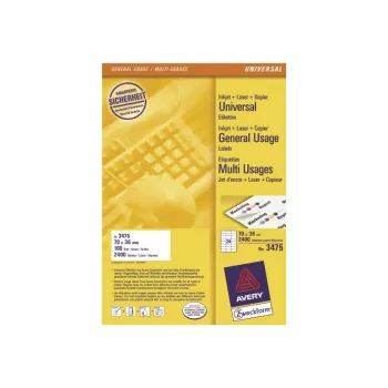 Avery daudzfunkcionālās uzlīmes lāzerprinteriem kopētājiem tintes printeriem 24 uz lapas 70x36mm