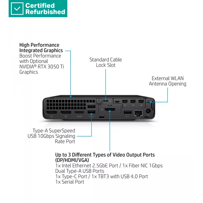 RENEW SILVER HP Elite 800 G9 Mini - i5-14500T, 16GB, 512GB SSD, USB pele, Win 11 Pro, 1 gads