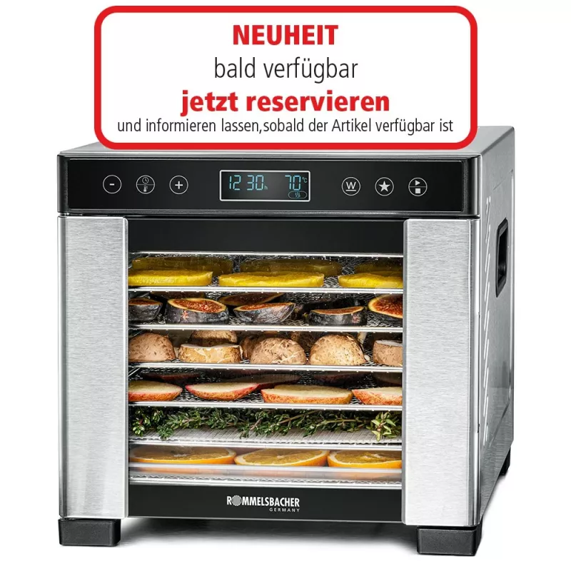 Pārtikas žāvētājs Rommelsbacher DA 650 600 W nerūsējošais tērauds, 0,5 m², 35–75 °C, 7 paplātes