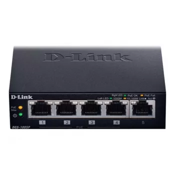 D-Link DGS-1005P/E tīkla slēdzis Nepārvaldāms Gigabit Ethernet (10/100/1000) Power over Ethernet (PoE) Melns