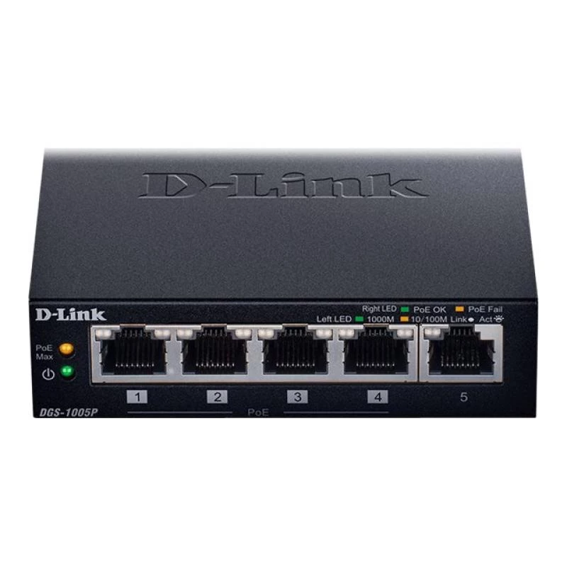 D-Link DGS-1005P/E tīkla slēdzis Nepārvaldāms Gigabit Ethernet (10/100/1000) Power over Ethernet (PoE) Melns