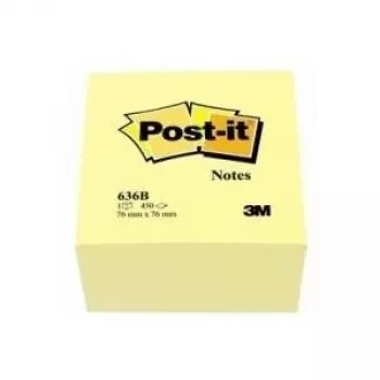 3M 636B - Dzeltens - Biroja piederumi - 76x76 mm - 450 lapas - Dzeltens - 450 gab. iepakojumā