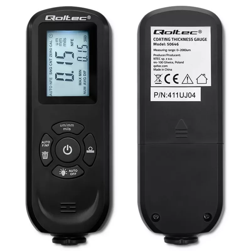 Pārklājuma biezuma mērītājs QOLTEC 50646 LCD 0–2000 µm