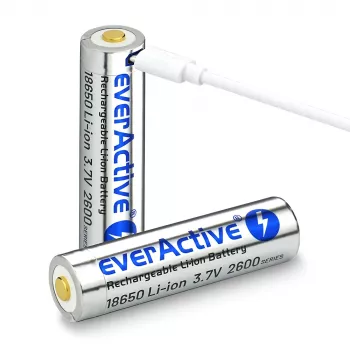 akumulators everActive 18650 3.7V Li-ion 2600mAh micro USB with protection BOX