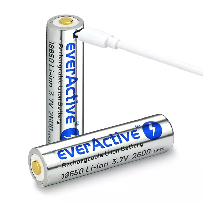 akumulators everActive 18650 3.7V Li-ion 2600mAh micro USB with protection BOX