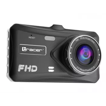 Dashcam TRACER 4TS Full HD divkanālu videoreģistrators, 2 MP galvenā, 0,4 MP salona, 140°/60° leņķi, 4 collu IPS Displejs, 150 mAh Baterija, alumīnija korpuss, palīgsistēma stāvēšanai