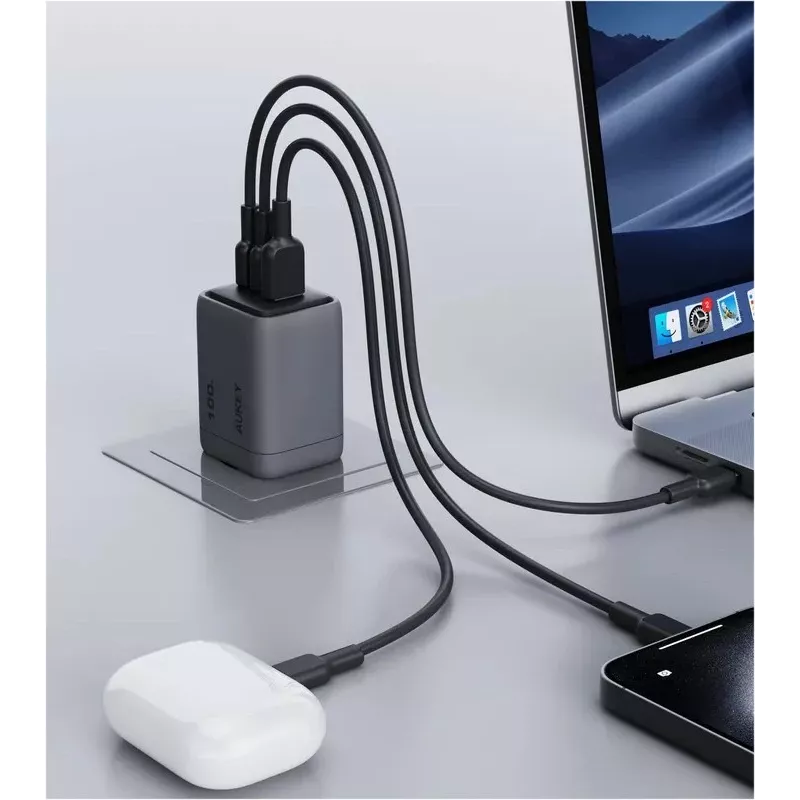 Comet Mix 3 sienas lādētājs PA-C5 3xUSB (2xUSB-C un 1xUSB-A) 100W 5A QC5.0 PD3.0 AFC PPS FCP SCP