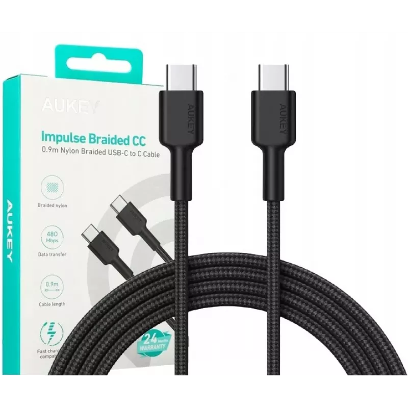 USB-C kabelis Aukey CB-CD45 0,9 m — USB Type-C uz USB-A, Quick Charge atbalsts