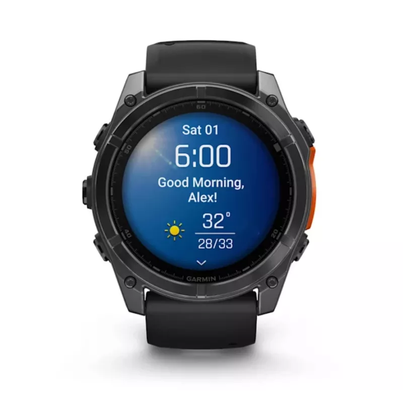 Viedpulkstenis GARMIN Fenix 8 — 51 mm titāna korpuss, AMOLED 1,4 collas, GPS, 32 GB, 10 ATM, silikona siksniņa