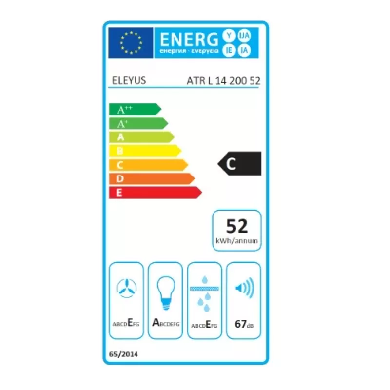 ELEYUS HOOD ATR L 14 200 52 BL Iebūvējams, melns, 52 cm, 424 m³/h