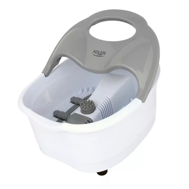 Kāju masieris Adler AD 2167 ar rullējošo un vibrējošo masāžu, siltumu, regulējamu intensitāti, 80 W, pelēki balts