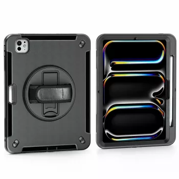 4smarts Rugged Case Grip 541161 vāciņš Apple iPad Pro 11 (M5 2025 / M4 2024), 27,9 cm (11 collas), polikarbonāts/TPU, ar statīvu, melns